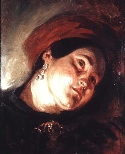 Head of a Woman in a Red Turban Eugene Delacroix